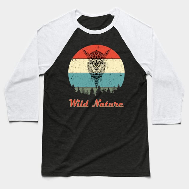 Wild Nature Owl Abstract Sunset Baseball T-Shirt by SmileSmith